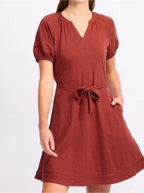 market & spruce annora faux wrap knit dress NWT Market & Spruce Dress Stitch Fix Annora Faux Wrap Knit Sz L Navy  Terracotta